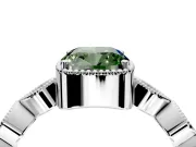Vintage Station Engagement Ring Setting for Fancy Green Cushion Cut Center with Accents and Prong Head in Sterling Silver