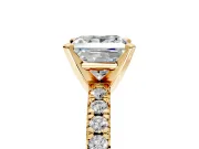 Solitaire Engagement Ring Setting for Princess Cut Center with Large Accents and Prong Head in Yellow Gold