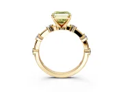 Solitaire Engagement Ring Setting for Fancy Yellow Asscher Cut Center with Bezel Station Band and Prong Head in Yellow Gold