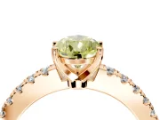 Solitaire Engagement Ring Setting for Fancy Yellow Pear-Shaped Center with Single Row Accent Band and Prong Head in Rose Gold