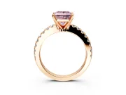 Solitaire Engagement Ring Setting for Fancy Pink Princess Cut Center with Single Row Accent Band and Prong Head in Rose Gold