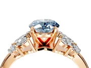 Leaf Cluster Engagement Ring Setting for Fancy Blue Oval Center with Marquise Accents and Prong Head in Rose Gold