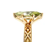 Solitaire Engagement Ring Setting for Fancy Yellow Marquise Center with Milgrain X Pattern Band and Prong Head in Yellow Gold