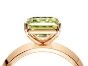 Solitaire Engagement Ring Setting for Fancy Yellow Asscher Cut Center with Wide Knife Ridge Band and Prong Head in Rose Gold