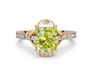 Floral Engagement Ring Setting for Fancy Yellow Radiant Cut Center with Pave Band and Floral Prong Head in Rose Gold