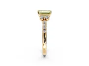 Paired Accent Engagement Ring Setting for Fancy Yellow Emerald Cut Center with Pave Band and Prong Head in Yellow Gold