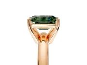 Solitaire Engagement Ring Setting for Fancy Green Emerald Cut Center with Wire Band and Prong Head in Rose Gold