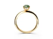 Solitaire Engagement Ring Setting for Fancy Green Pear-Shaped Center with Fine Pave Band and Prong Head in Yellow Gold
