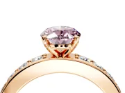 Solitaire Engagement Ring Setting for Fancy Pink Oval Center with Channel-Set Accents and Prong Head in Rose Gold