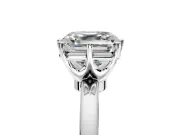 Solitaire Engagement Ring Setting for Asscher Cut Center with Plain Band and Tulip Prong Head in Platinum