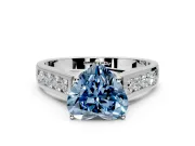 Solitaire Engagement Ring Setting for Fancy Blue Heart-Shaped Center with Cathedral Channel Band and Prong Head in Sterling Silver