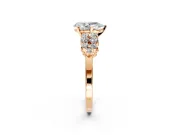 Cluster Engagement Ring Setting for Pear-Shaped Center with 2-Row Shoulder Clusters and Prong Head in Rose Gold