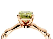 Solitaire Engagement Ring Setting for Fancy Yellow Emerald Cut Center with Bamboo Band and Prong Head in Rose Gold