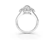 Halo Engagement Ring Setting for Marquise Center with Two-Strand Split Shank and Prong Head in White Gold