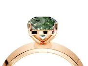 Solitaire Engagement Ring Setting for Fancy Green Cushion Cut Center with Wide Knife Ridge Band and Prong Head in Rose Gold