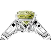 Solitaire Engagement Ring Setting for Fancy Yellow Princess Cut Center with Marquise and Bezel Accents and Prong Head in White Gold