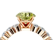 Shared-Prong Engagement Ring Setting for Fancy Yellow Round Cut Center with Graduated Accents and Prong Head in Rose Gold