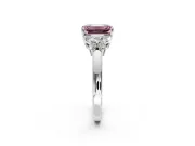 Solitaire Engagement Ring Setting for Fancy Pink Emerald Cut Center with Marquise Flower Shoulders and Prong Head in Sterling Silver