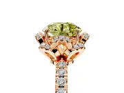 Halo Engagement Ring Setting for Fancy Yellow Round Cut Center with Openwork Halo, Pave Band and Prong Head in Rose Gold