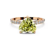 Solitaire Engagement Ring Setting for Fancy Yellow Heart-Shaped Center with Pave Accents and Prong Head in Rose Gold