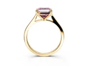 Solitaire Engagement Ring Setting for Fancy Pink Asscher Cut Center with Tapered Shoulders and Prong Head in Yellow Gold