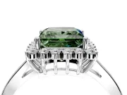 Starburst Halo Engagement Ring Setting for Fancy Green Princess Cut Center with Flat Cathedral Band and Prong Head in Platinum