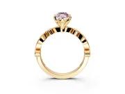 Solitaire Engagement Ring Setting for Fancy Pink Marquise Center with Milgrain Bezel Accents and Prong Head in Yellow Gold
