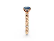 Rope Engagement Ring Setting for Fancy Blue Cushion Cut Center with Accent Shoulders and Prong Head in Rose Gold