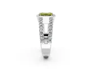 Halo Engagement Ring Setting for Fancy Yellow Emerald Cut Center with Wide-Open Pave Split Shank and Prong Head in Platinum
