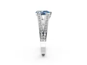 Split Shank Engagement Ring Setting for Fancy Blue Pear-Shaped Center with Pave Split Shank and Prong Head in Sterling Silver