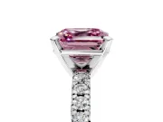 Solitaire Engagement Ring Setting for Fancy Pink Asscher Cut Center with Large Accents and Prong Head in White Gold
