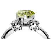 3 Stone Engagement Ring Setting for Fancy Yellow Heart-Shaped Center with Wide Plain Band and Prong Head in Sterling Silver