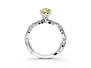 Solitaire Engagement Ring Setting for Fancy Yellow Pear-Shaped Center with Marquise Panel Band and Prong Head in Platinum