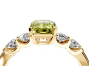 5 Stone Engagement Ring Setting for Fancy Yellow Emerald Cut Center with Plain Band and Prong Head in Yellow Gold