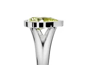 Solitaire Engagement Ring Setting for Fancy Yellow Pear-Shaped Center with V Split Shank and Bezel Head in Platinum