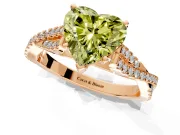 Solitaire Engagement Ring Setting for Fancy Yellow Heart-Shaped Center with Twisted Pave Split Shank and Prong Head in Rose Gold