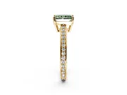 Solitaire Engagement Ring Setting for Fancy Green Radiant Cut Center with Channel-Set Accent Band and Prong Head in Yellow Gold