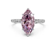 Solitaire Engagement Ring Setting for Fancy Pink Marquise Center with Pave Accents and Prong Head in Platinum