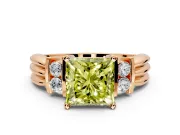 Solitaire Engagement Ring Setting for Fancy Yellow Princess Cut Center with Grooved Bar Accent Band and Prong Head in Rose Gold