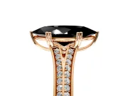 Solitaire Engagement Ring Setting for Fancy Black Marquise Center with Pave Rail Split Shank and Prong Head in Rose Gold