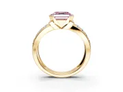 Bezel Engagement Ring Setting for Fancy Pink Asscher Cut Center with Wide Channel-Set Band and Bezel Head in Yellow Gold