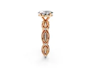 Solitaire Engagement Ring Setting for Oval Center with Marquise Panel Band and Prong Head in Rose Gold