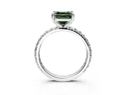 Solitaire Engagement Ring Setting for Fancy Green Asscher Cut Center with Shared-Prong Accents and Prong Head in Platinum