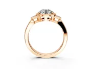Cluster Engagement Ring Setting for Round Cut Center with Milgrain Shoulder Clusters and Prong Head in Rose Gold