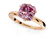 Solitaire Engagement Ring Setting for Fancy Pink Cushion Cut Center with Plain Band and Tulip Prong Head in Rose Gold