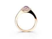 Halo Engagement Ring Setting for Fancy Pink Marquise Center with Plain Tapered Band and Prong Head in Rose Gold