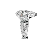 Solitaire Engagement Ring Setting for Pear-Shaped Center with Twisted Pave Split Shank and Prong Head in Platinum