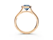 Solitaire Engagement Ring Setting for Fancy Blue Cushion Cut Center with V Split Shank and Bezel Head in Rose Gold