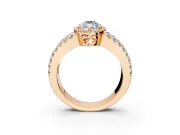 Halo Engagement Ring Setting for Marquise Center with Wide-Open Pave Split Shank and Prong Head in Rose Gold