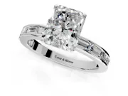 Solitaire Engagement Ring Setting for Radiant Cut Center with Channel Baguette Band and Prong Head in Sterling Silver